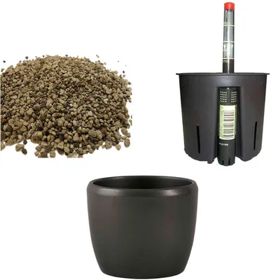 Produktbild von Set4 Blumentopf Venus dunkelsilber 13/12 Ø 16cm Höhe 14cm+KT+WA+LZ
