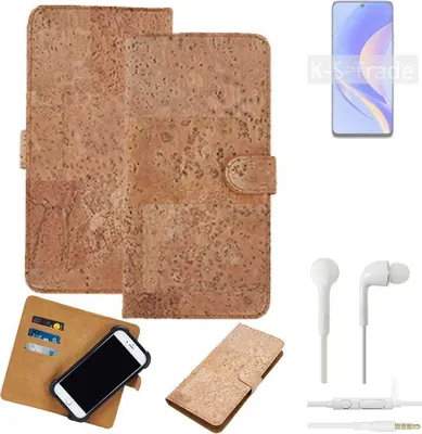Produktbild von K-S-Trade Hülle kompatibel mit Huawei nova Y90 + in ear Kopfhörer Kork Handyhülle Cover  Schutzhülle TPU Case Bumper in Hellbraun, (1x)