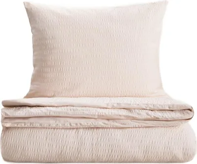 Produktbild von HOMLA RETIE beige Baumwolle Rindenbettwäsche 160x200 + 2*50x60 cm