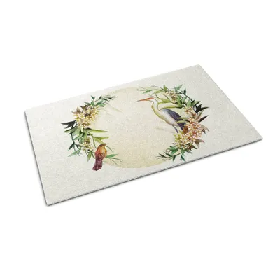 Produktbild von Fußmatte für die Tür – Unterlage zur Aufnahme von Schmutz – Rutschfeste Fußmatte für Innen- und Außenbereich – 60x40 cm – Motiv: Blumen und Vögel
