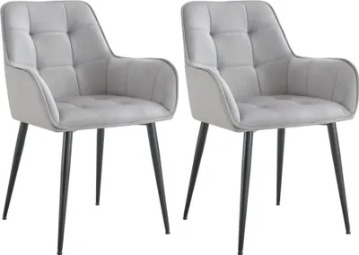 Obrázok produktu pre 2-dielna jedálenská súprava stoličiek - Zamatové kreslo - Ergonomický komfort | Farba: svetlosivá