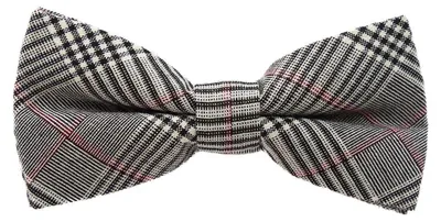 Produktbild von DonDon Herren Fliege 12 x 6 cm kariert gebunden und stufenlos justierbar aus Baumwolle im Tweed Style grau-schwarz