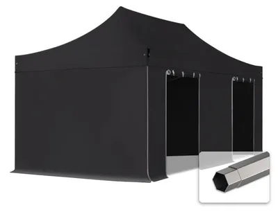 Produktbild von TOOLPORT 3x6m Stahl Faltpavillon, inkl. 4 Seitenteile, schwarz