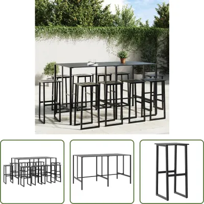 Produktbild von The Living Store 11-tlg. Gartenbar-Set Schwarz Pulverbeschichteter Stahl