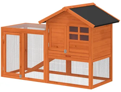 Obrázok produktu pre PawHut Dvojposchodová drevená klietka pre králiky 123,5 x 62,6 x 92,5 cm, oranžová
