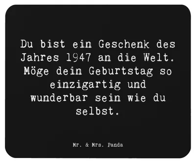Produktbild von Mr. & Mrs. Panda Mauspad Spruch 1947 Geburtstag - Schwarz - Geschenk, computer, Geburtstagsgeschenk, Jahrestag, Feier, Geburtsjahr, Mouse Pad, pc, Jahrgang, laptop