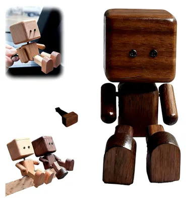 Produktbild von Wackelnde Holzfigur, Charmante Holzfigur für Auto und Schreibtisch, Schüttelmann für Armaturenbrett und Deko