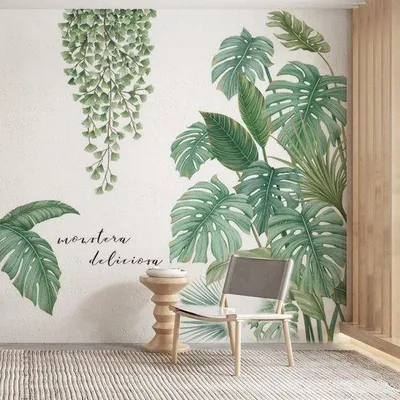 Produktbild von Tropische Pflanzendekorationssticker - Blattpalmpflanzendekorationssticker - Blattstickers - Wijnblattmustersticker - Tropische Pflanzendekorationssticker für Schlafzimmer, Wohnzimmer, Büro
