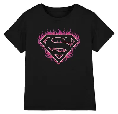 Image de T-shirt enfant Superman - "Fuchsia Flames" (TV40947) (noir)
