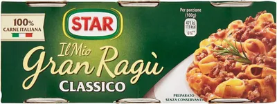 Produktbild von 12x Il Mio Gran Ragù Star Classico tomatensauce 100% Italienisches Fleisch sauce Pastasauce Würzsaucen 3x100g in dosen