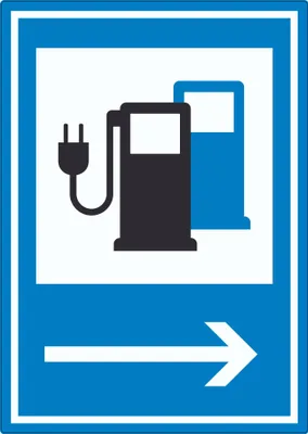 Produktbild von Stromtankstelle 365-65 Pfeil rechts Symbol Aufkleber A9 (37x52mm)