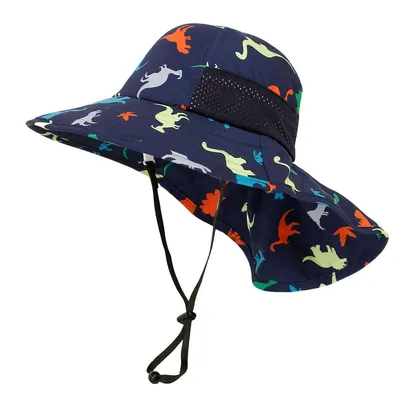 Produktbild von Sonnenhut Kinder, Leichter Sommerhut mit breiter Krempe, Atmungsaktivem Mesh & Verstellbarem Kinnriemen, Strandhut für Jungen & Mädchen (50–54 cm)