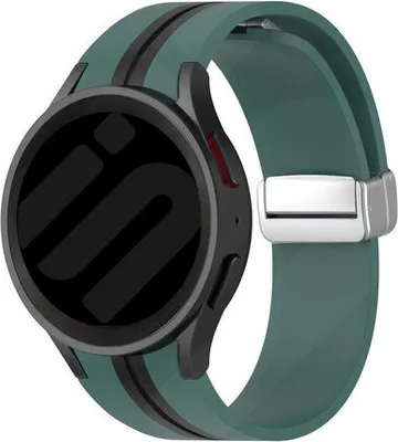 Produktbild von Strap-it Samsung Galaxy Watch 6 Classic 43mm Silikon Armband D-Buckle (Grün/Schwarz)