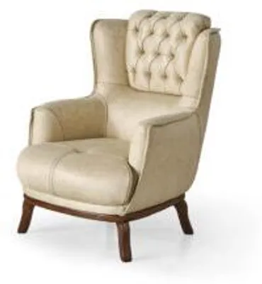 Produktbild von Beiger Chesterfielder Ledersessel Designer Wohnzimmer Polstersessel