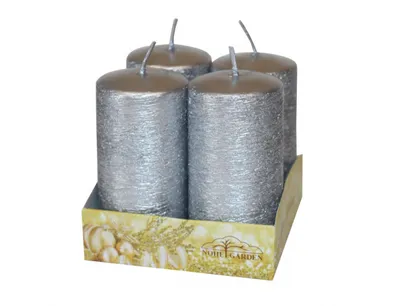 Zdjęcie produktu dla Nohel Garden świeca adwentowa TAURUS drapany metaliczny błyszczący d4x8cm 4szt