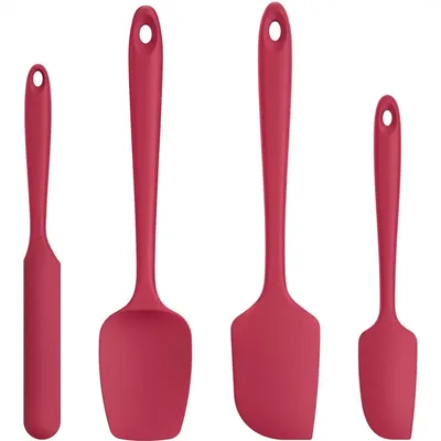 Produktbild von Silikon Spatel Set 4-teilig Hitzebeständig Antihaft Küchenhelfer Rot