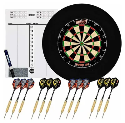 Produktbild von Professional Perfection Dartscheibe mit Pfeilen, Profi Steeldartscheibe aus Sisal, Dartscheibe Steeldart Dartscheibe Set