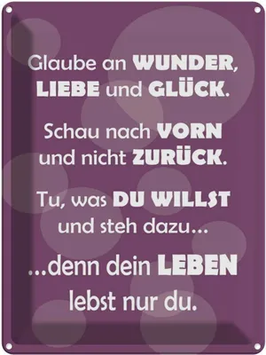 Produktbild von vianmo Blechschild 40x30 cm Dein Leben lebst nur Du Spruch Zitat