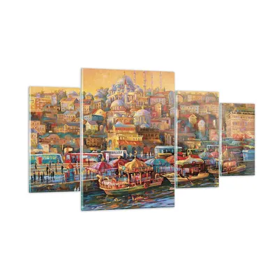 Produktbild von Bilder auf glas - 4 Teile - Farben Stadt Türkei - 160x90cm - Glasbilder - Wandbilder - Bilder - zum Aufhängen bereit - Wanddekoration aus Glas - Glas Bilder - Wandbild auf Glas - GDL160x90-4987