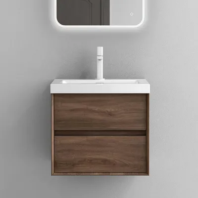 Produktbild von Mai & Mai Badmöbelset Badezimmermöbel Waschbeckenunterschrank 2 Schubladen mit Soft-Close inkl. Waschbecken aus Mineralguss Eiche Stirling 60 cm Rimo