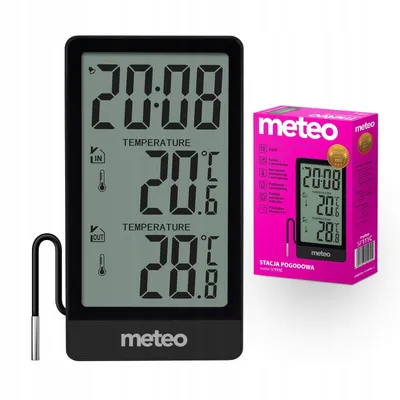Zdjęcie produktu dla Meteo Stacja Pogody Pogodowa, Termometr Zewnętrzny Pokojowy Wewnętrzny