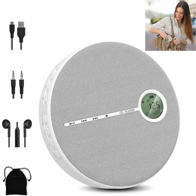 Produktbild von CD Player Tragbar, Mit Lautsprecher, Bluetooth,Boombox CD Player,Rechargeable, UnterstüTzt CD-USB-Aux-Eingang,2000mAh, 14.3*3cm
