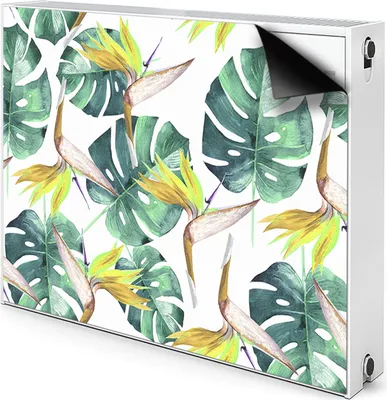 Produktbild von Magnet Heizkörper-Abdeckung Verkleidung Abdeckung Heizkörperabdeckung 90x60 cm  - Exotische Blätter