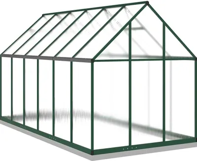 Produktbild von vidaXL Gewächshaus mit Fundamentrahmen Grün 334x169x202 cm Aluminimum