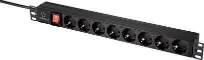 Produktbild von Renkforce RF-4604248 19 Zoll Netzwerkschrank-Steckdosenleiste 1 HE Schutzkontaktsteckdose mit Schalter Schwarz