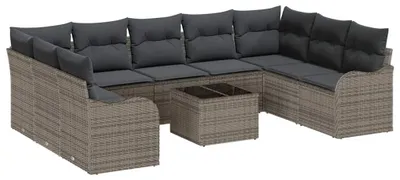 Immagine prodotto di Panca da giardino - Panca da esterno - Set lounge - Arredamento da giardino - Set modulare da 9 pezzi - Rattan intrecciato a mano