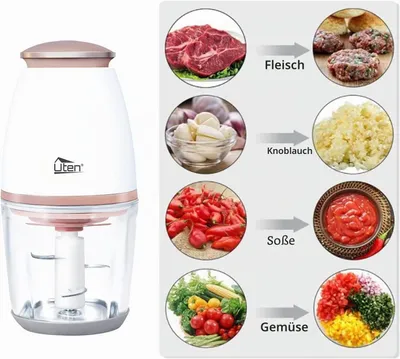 Image de Uten, mini-hachoir électrique, contenant en verre de 700 ml, 300 W