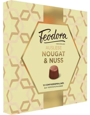 Zdjęcie produktu dla Feodora Auslese nugat i pralina orzechowa mix 12 sztuk opakowanie 125g
