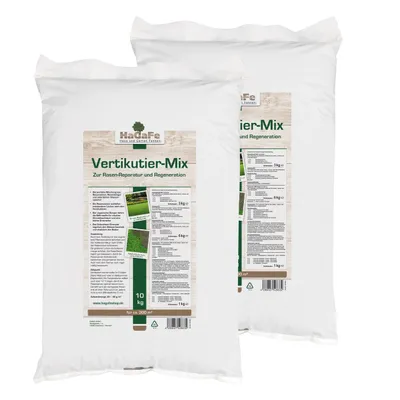 Produktbild von HaGaFe Vertikutier - Mix zur Rasenreparatur und Regeneration, 2 x 10 kg, mit Ton, Rasensamen,  Rasendünger und Kalk