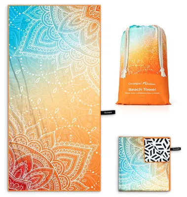 Produktbild von Mikrofaser Strandtuch schnell trocknend 178x80 cm Orange Mandala