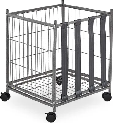 Immagine prodotto di Carrello per palloni Relaxdays, 4 ruote, L x P x A: 60 x 50 x 45 cm, carrello a griglia per palloni da calcio, pallacanestro e pallavolo, metallo, grigio