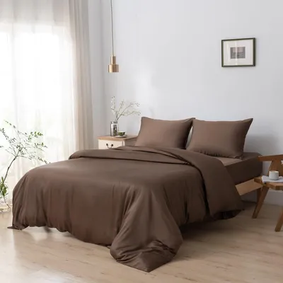 Productafbeelding van Bamboe dekbedovertrek 240x220 – Bruin (koffiekleur) – Met knoopsluiting