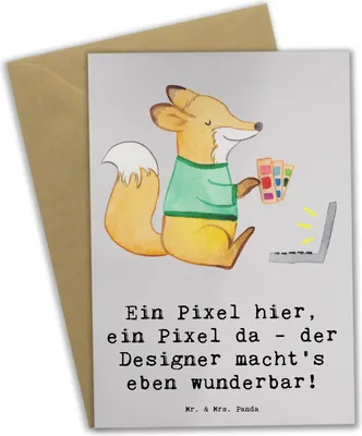 Produktbild von Mr. & Mrs. Panda Klappkarte Designer Pixel Kunst - Grau Pastell - Geschenk, Grußkarten, Spruch, visuelle, einladungskarten, genesungskarte, hochzeitskarten, Pixelarbeit