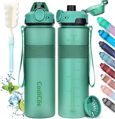 Image de Gourde de sport sans BPA 1L anti-fuite voyage fitness école bureau