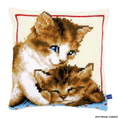 Produktbild von Vervaco Kreuzstichkissen "Spielende Katzen", Stickbild vorgezeichnet