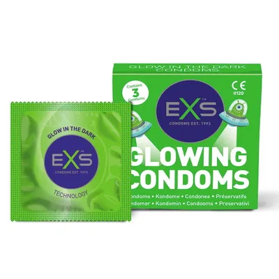 Produktbild von EXS Leuchtende Kondome, 3 Stück - Glow-in-the-Dark Sicherheit für besondere Nächte