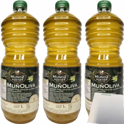 Produktbild von Mueloliva Aceite de Olivia natives Olivenöl 3er Pack (3x1L Flasche) + usy Block