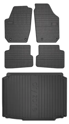 Productafbeelding van Rubberen automatten + kofferbakmat voor Skoda Fabia II 2007-2014 (hatchback) – 5-delig, zwart, op maat – Wielganizator SolidPRO