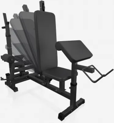 Produktbild von GORILLA SPORTS® Multifunktion Hantelbank - inkl. Hantelset 100kg, Verstellbar, mit Hantelablage, Latzug, Dip-Station, Butterfly, Curlpult und Beincurler, Schwarz - Kraftstation, Trainingsbank