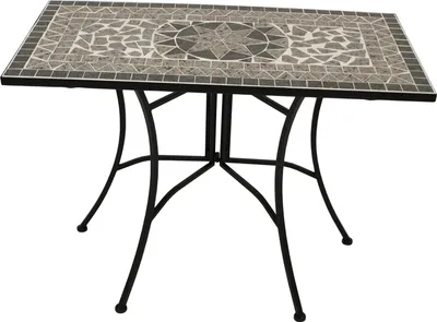 Produktbild von TPFGarden WANDTISCH Derby - rechteckiger Mosaiktisch in grau/weiss, Gestell aus schwarz pulverbeschichtetem Eisen. An der Wand verschraubbar. BxTxH: 90x45x75 cm