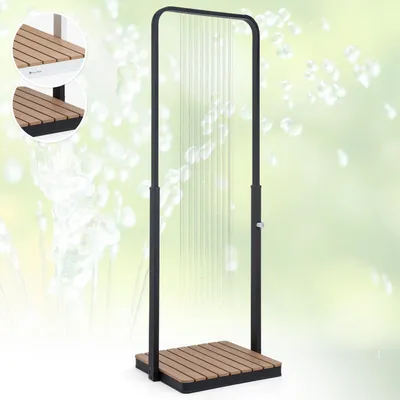 Produktbild von Blumfeldt Gartendusche, Aussendusche für den Garten, Bodendusche mit Verstellbarem Duschkopf, Mobile Boden-Gartendusche aus Holz für Pool & Sauna, Holz-Außendusche Wasserdicht, Frost- & UV-Beständig