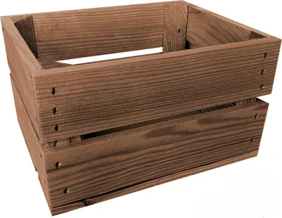 A wooden crate is shown against a white background.