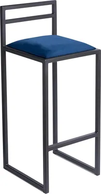 Immagine prodotto di Sgabello da bar nero 84 cm con schienale - Sgabello da bar in metallo con seduta imbottita - Stile Industrial Loft - Blu