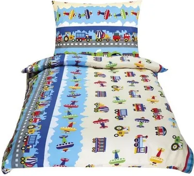Obrázek produktu pro Bellatex Bavlněné Junior - 140 × 200, 70 × 90 cm - letadla a auta modrá