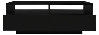 Image de Table basse - Table d'appoint - Table de salon - Table de rangement - Design moderne, finition noir brillant - 2 tiroirs