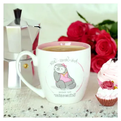 Produktbild von Anti-Stress-Tasse Schwester | Kaffeetasse mit Spruch, 45 cl, New Bone China | Geschenk für Sie